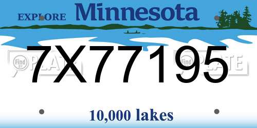 7X77195 Minnesota License Plate