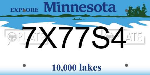 7X77S4 Minnesota License Plate