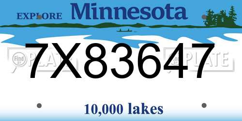 7X83647 Minnesota License Plate