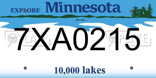 7XA0215 Minnesota License Plate