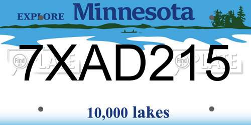 7XAD215 Minnesota License Plate