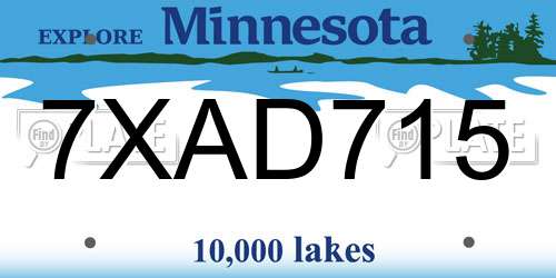 7XAD715 Minnesota License Plate