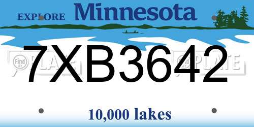 7XB3642 Minnesota License Plate