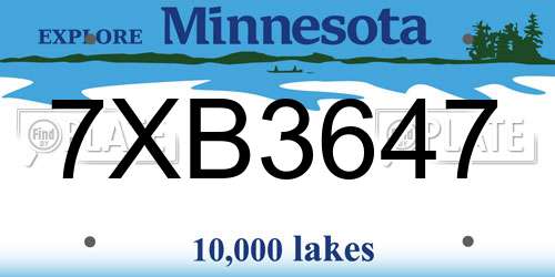 7XB3647 Minnesota License Plate