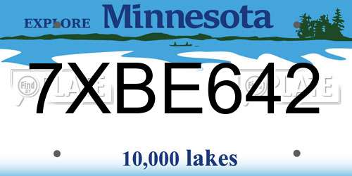 7XBE642 Minnesota License Plate