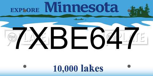 7XBE647 Minnesota License Plate