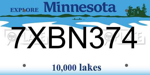7XBN374 Minnesota License Plate