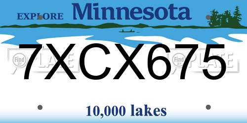 7XCX675 Minnesota License Plate