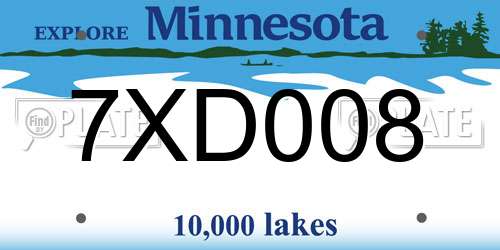 7XD008 Minnesota License Plate