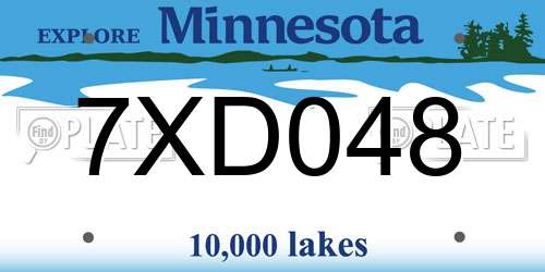 7XD048 Minnesota License Plate