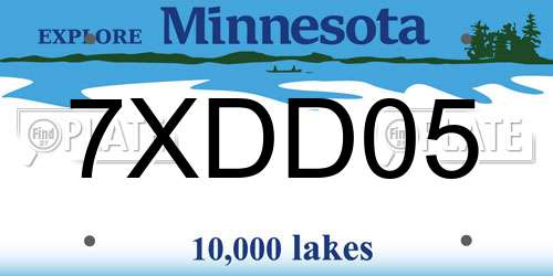 7XDD05 Minnesota License Plate