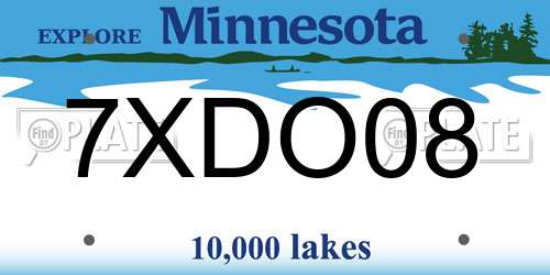 7XDO08 Minnesota License Plate