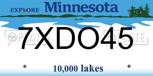 7XDO45 Minnesota License Plate