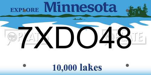 7XDO48 Minnesota License Plate