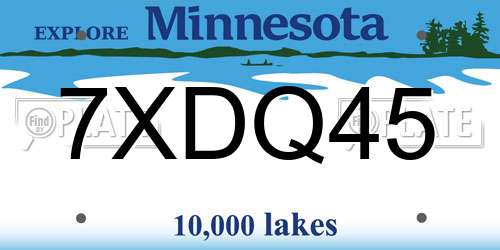7XDQ45 Minnesota License Plate