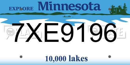 7XE9196 Minnesota License Plate
