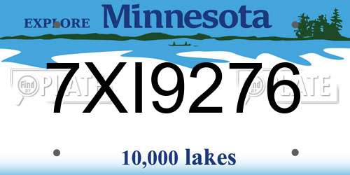 7XI9276 Minnesota License Plate