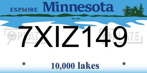 7XIZ149 Minnesota License Plate