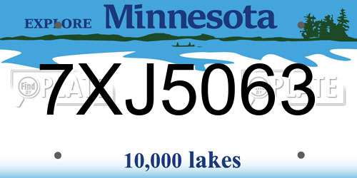 7XJ5063 Minnesota License Plate
