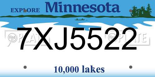 7XJ5522 Minnesota License Plate