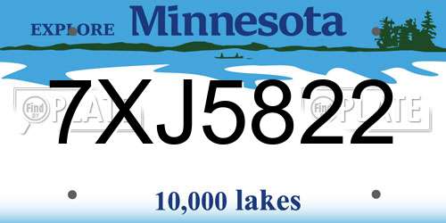7XJ5822 Minnesota License Plate