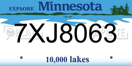 7XJ8063 Minnesota License Plate