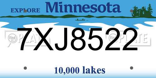 7XJ8522 Minnesota License Plate