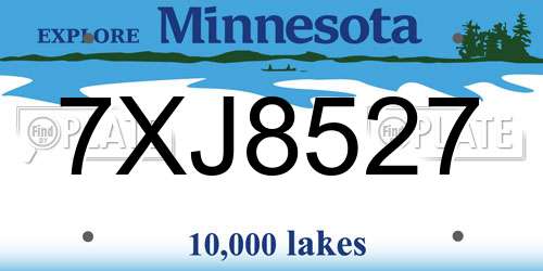 7XJ8527 Minnesota License Plate