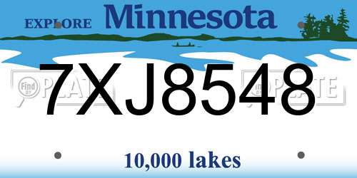 7XJ8548 Minnesota License Plate