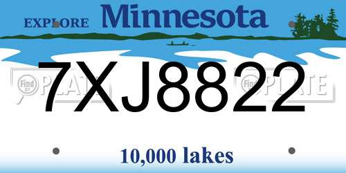 7XJ8822 Minnesota License Plate