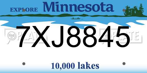 7XJ8845 Minnesota License Plate