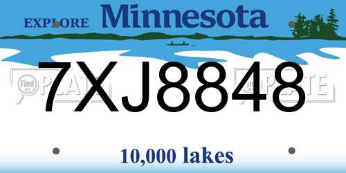 7XJ8848 Minnesota License Plate