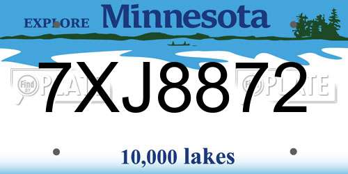7XJ8872 Minnesota License Plate