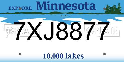 7XJ8877 Minnesota License Plate