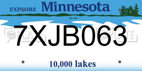 7XJB063 Minnesota License Plate