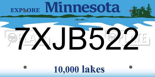 7XJB522 Minnesota License Plate