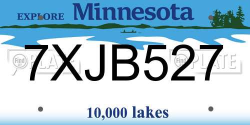 7XJB527 Minnesota License Plate