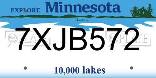 7XJB572 Minnesota License Plate