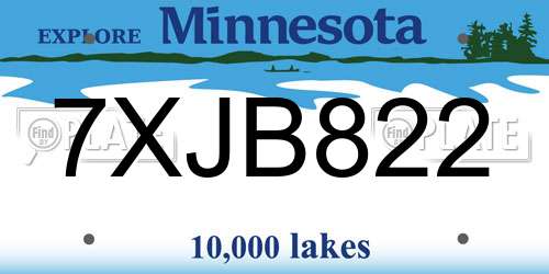 7XJB822 Minnesota License Plate