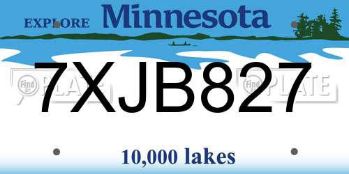 7XJB827 Minnesota License Plate