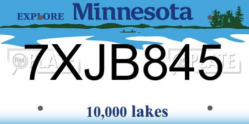 7XJB845 Minnesota License Plate