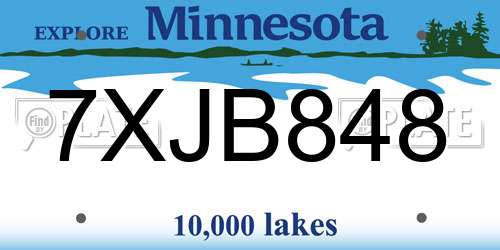 7XJB848 Minnesota License Plate