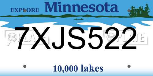 7XJS522 Minnesota License Plate