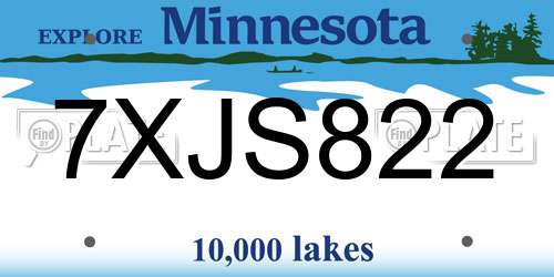 7XJS822 Minnesota License Plate