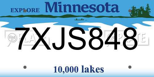 7XJS848 Minnesota License Plate