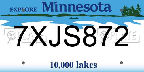 7XJS872 Minnesota License Plate