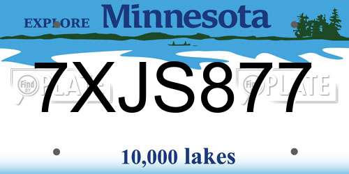 7XJS877 Minnesota License Plate