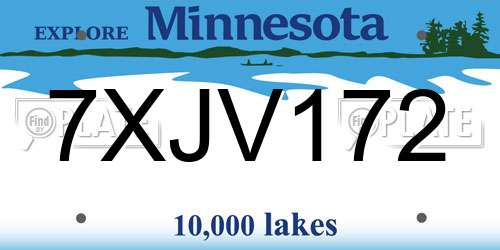 7XJV172 Minnesota License Plate