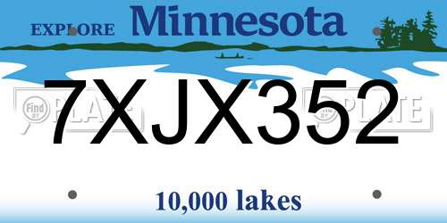 7XJX352 Minnesota License Plate