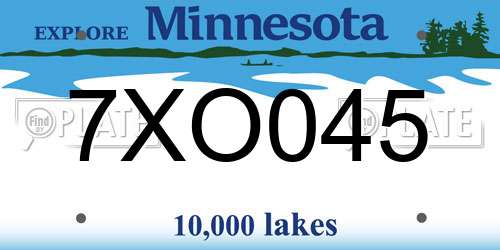 7XO045 Minnesota License Plate